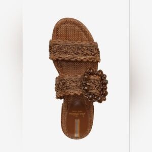 Size 7 Sam Edelman. Woven Beaded Slide Sandal in Brown Retail 135$